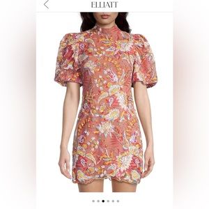 elliatt closure puff dress floral sequence dress